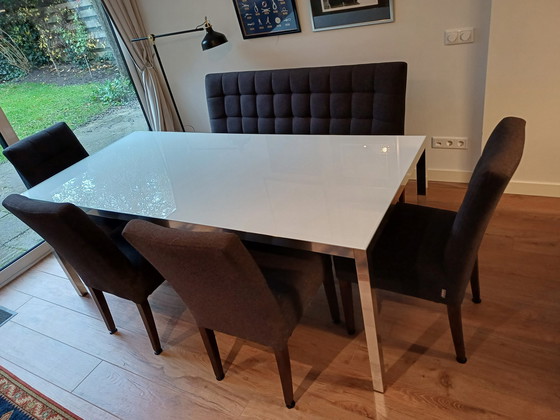 Image 1 of Mdf Lim Tisch Weiß Glasplatte