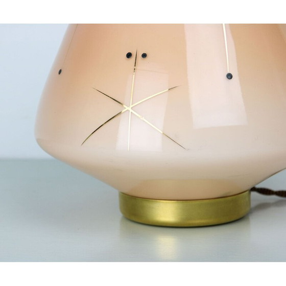 Image 1 of Tischlampe aus Glas und Messing aus der Jahrhundertmitte