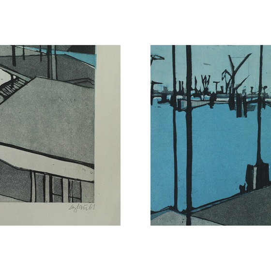 Image 1 of Kupferstich des Gemäldes "Ich bin Hafen" von Otto Eglau, 1961