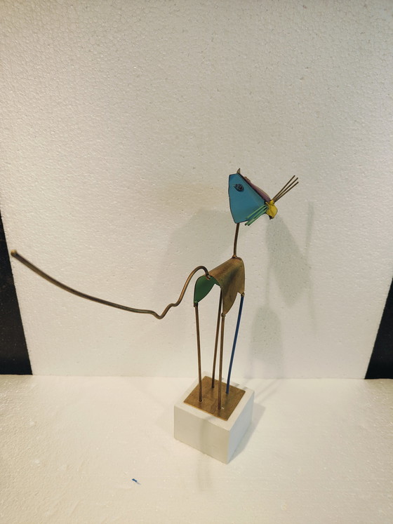 Image 1 of Vintage Jarc Katze Statue auf Sockel einzigartig