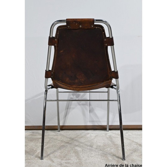 Image 1 of Vintage-Stuhl aus Metall und Leder, ausgewählt von C. Perriand für Les Arcs, 1960