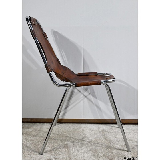 Image 1 of Vintage-Stuhl aus Metall und Leder, ausgewählt von C. Perriand für Les Arcs, 1960