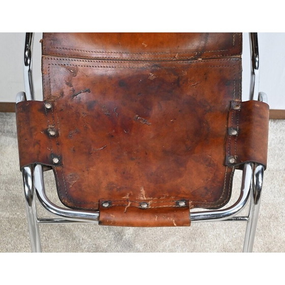 Image 1 of Vintage-Stuhl aus Metall und Leder, ausgewählt von C. Perriand für Les Arcs, 1960