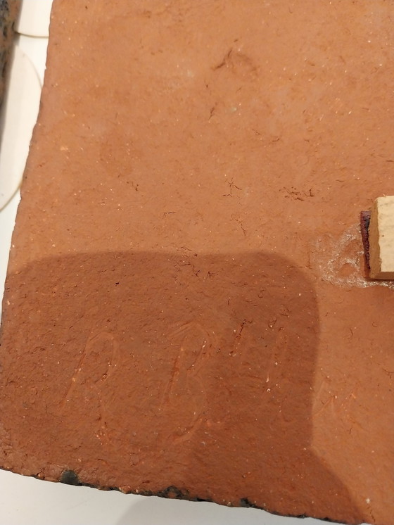 Image 1 of 1X 4 Stück Brutalistische Wanddekoration aus Schamotte-Fliesen