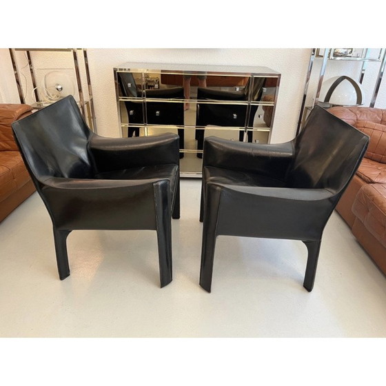 Image 1 of Paar Vintage-Sessel Cab 414 von Mario Bellini für Cassina, 1970