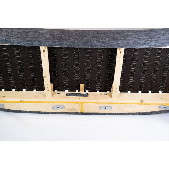 Image 1 of Vintage Zweisitzer Sofa aus grauem Wollstoff mit Hocker von der norwegischen Marke Brunstad