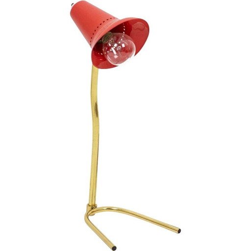 Vintage-Lampe aus perforiertem Blech und vergoldetem Messing von Pierre Guariche, 1950
