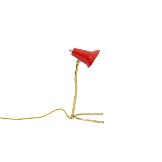 Image 1 of Vintage-Lampe aus perforiertem Blech und vergoldetem Messing von Pierre Guariche, 1950