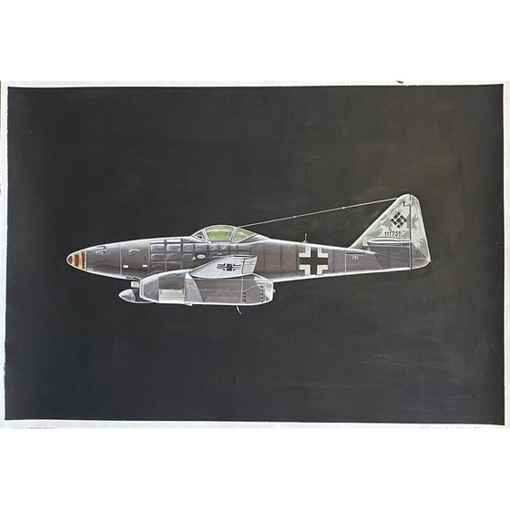 Image 1 of Vintage-Gemälde "Messerschmitt me 262" von Jean Marcel Cuny, 1978er Jahre