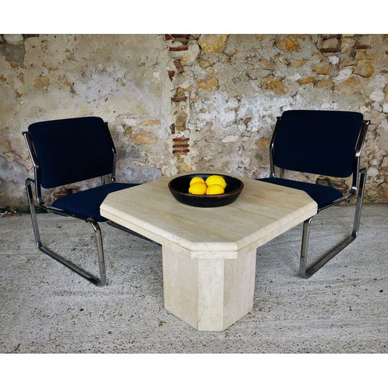 Image 1 of Vintage Couchtisch aus Travertin, Italien 1970