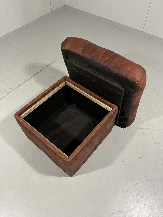 Image 1 of Patchwork Leder Pouf mit Lagerung 1970'S