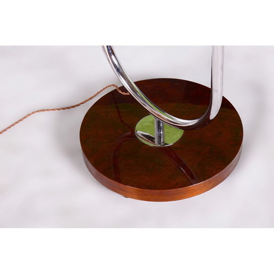 Image 1 of Vintage Art Deco Stehleuchte aus Chromstahl und Nussbaum von Jindrich Halabala für Up Zavody, Tschechoslowakei 1930