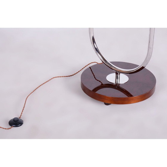 Image 1 of Vintage Art Deco Stehleuchte aus Chromstahl und Nussbaum von Jindrich Halabala für Up Zavody, Tschechoslowakei 1930