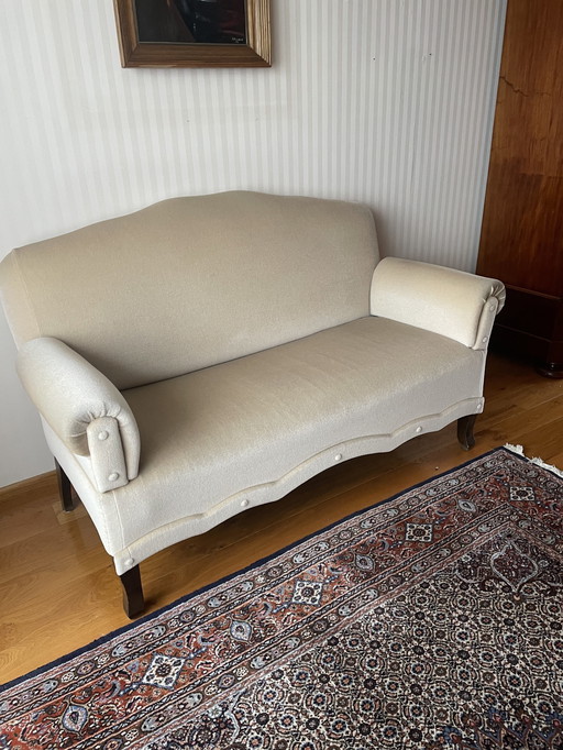 Antike 2-Sitzer-Bank. Mit Velours.