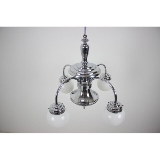 Image 1 of Vintage-Kronleuchter aus Metall im Art-Deco-Stil, Tschechoslowakei 1930