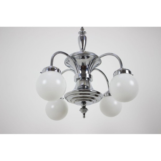 Image 1 of Vintage-Kronleuchter aus Metall im Art-Deco-Stil, Tschechoslowakei 1930