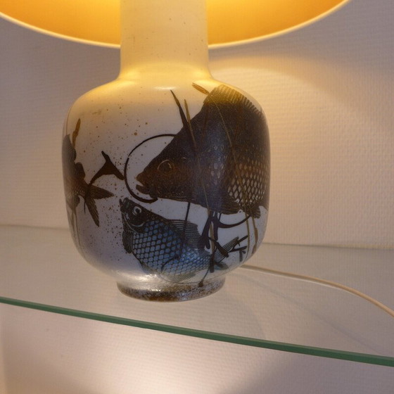Image 1 of Vintage-Lampe aus Porzellan und Baumwolle von Nils Thorsson für Royal Copenhagen, 1960er Jahre