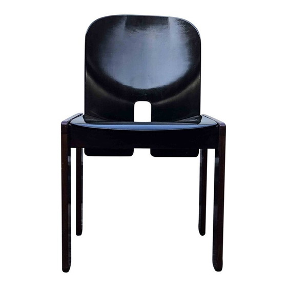 Image 1 of Satz von 4 Stühlen aus dunkelbraun lackiertem Nussbaumholz Modell 121 von Tobia & Afra Scarpa für Cassina, 1960er Jahre