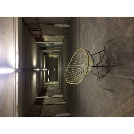 Vintage Acapulco Schaukelstuhl aus weißem Scoubidou, Frankreich 1960er Jahre