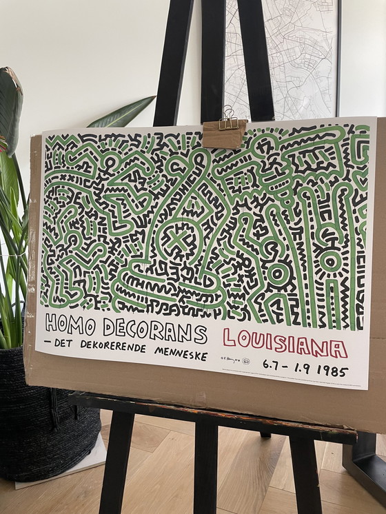 Image 1 of Keith Haring 1958-1990), Homo Decorans, 1985, Jubiläumsplakat Louisiana-Archiv, 2018,