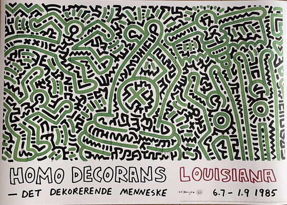 Image 1 of Keith Haring 1958-1990), Homo Decorans, 1985, Jubiläumsplakat Louisiana-Archiv, 2018,