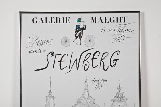 Image 1 of 1953er Siebdruckplakat der Steinberg-Ausstellung in der Galerie Maeght