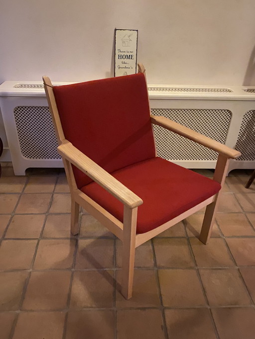 Hans J. Wegner für Getama Ge-284 Lounge Chair Dänisches Design Wolle Rot