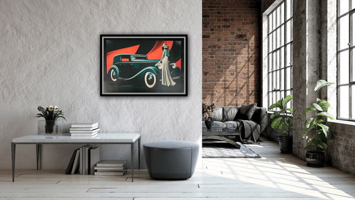 Auto-Kunst, Hohe Qualität, Limitierte Auflage: Original Lithographie-Farbgiclée-Kunst: "Rolls Royce, Lady Lempicka" Nr: 1/10.