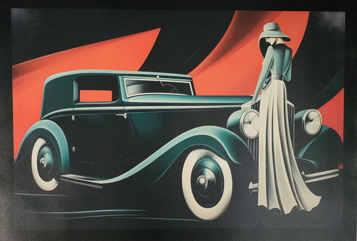 Auto-Kunst, Hohe Qualität, Limitierte Auflage: Original Lithographie-Farbgiclée-Kunst: "Rolls Royce, Lady Lempicka" Nr: 1/10.