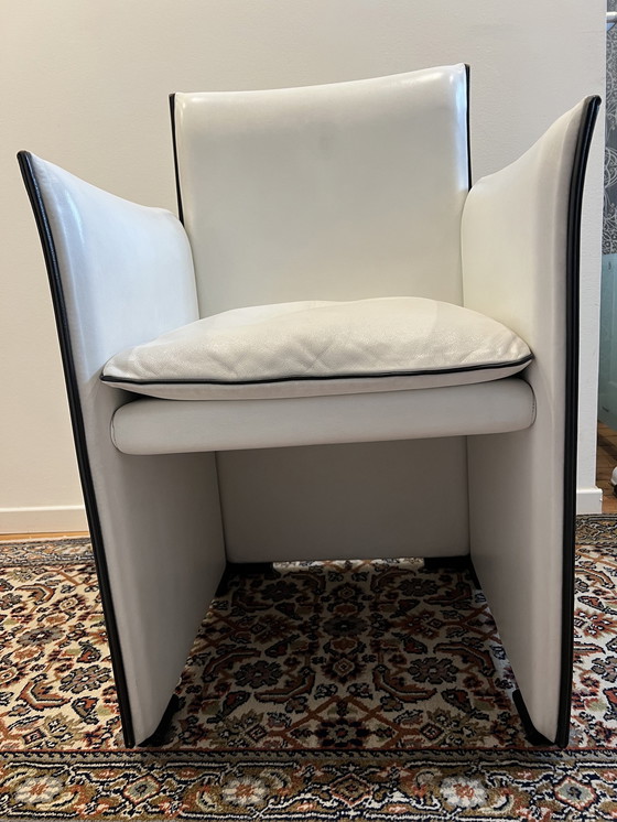 Image 1 of 4Er Set  Armlehnen Stuhl Cassina Break 401 , Leder Weiß , Mario Bellini , Hervorragender Zustand