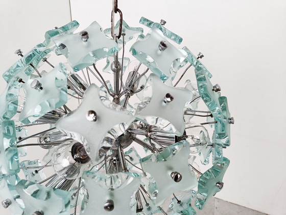 Image 1 of Mid Century Glas-Kronleuchter, 1970er Jahre