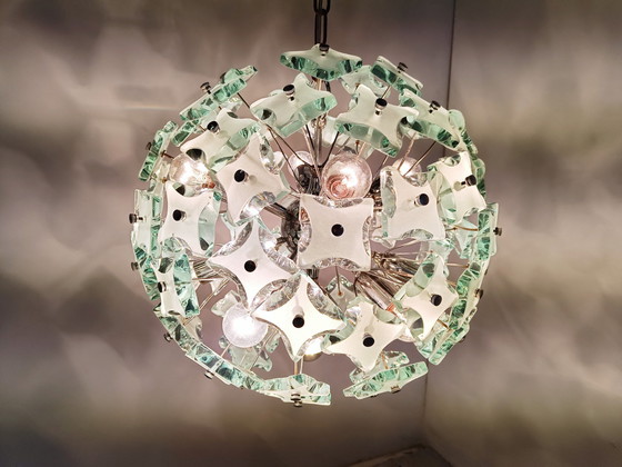 Image 1 of Mid Century Glas-Kronleuchter, 1970er Jahre