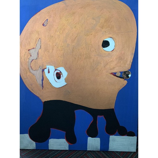 Vintage Acrylgemälde auf Leinwand von Jean Attali