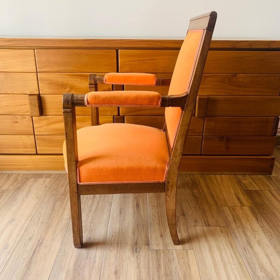 Image 1 of Sessel aus orangefarbenem Samt