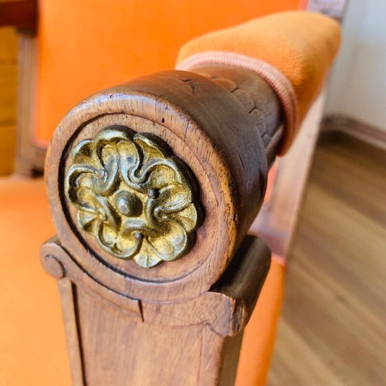 Image 1 of Sessel aus orangefarbenem Samt