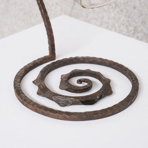 Image 1 of Alte Tischlampe aus Eisen und Glas, Frankreich 1930