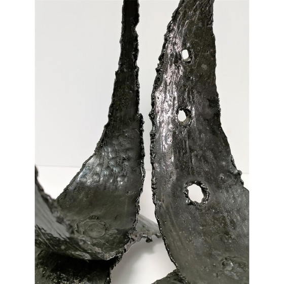 Image 1 of Paar skulpturale Kerzenständer aus Metall im Stil des Brutalismus, 1970