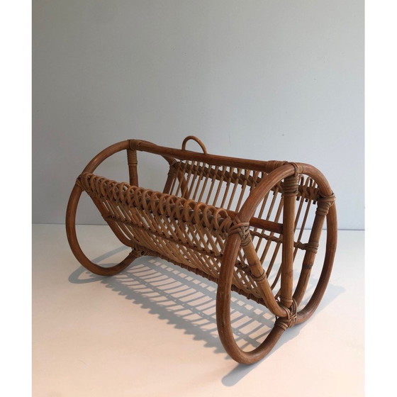 Image 1 of Vintage-Zeitschriftenständer aus Rattan, 1950