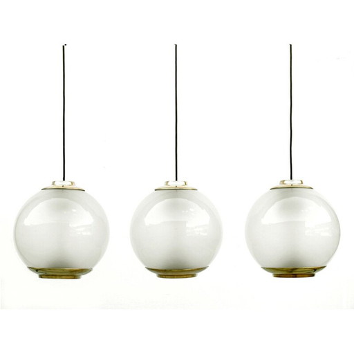 Satz von 3 Vintage Ls2 Kugel-Hängelampen von Luigi Caccia Dominioni für Azucena, Italien 1954