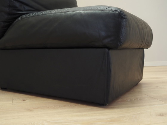 Image 1 of Pouffe/Sessel aus schwarzem Leder, Italienisches Design, 1960er Jahre, Produktion: Italien