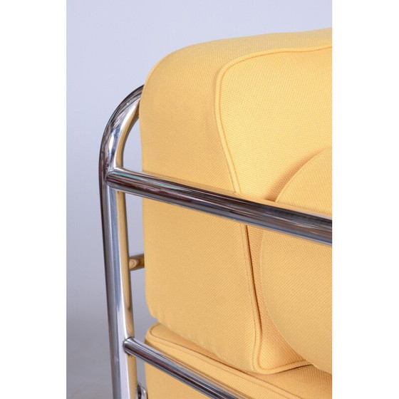 Image 1 of Vintage Bauhaus Sofa aus gelbem Leder und Chromrohr von Robert Slezák, Tschechoslowakei 1930er Jahre