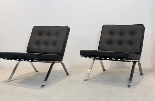 Set Hans Eichenberger Lounge-Sessel aus Leder und Edelstahl für Girsberger