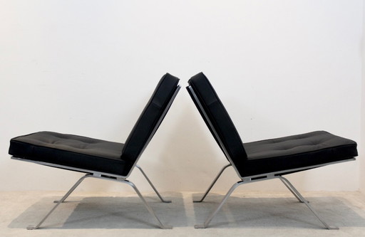 Set Hans Eichenberger Lounge-Sessel aus Leder und Edelstahl für Girsberger