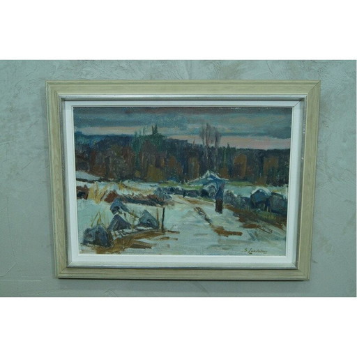 Handgeschriebenes Ölgemälde von Bertil Landelius, Schweden 1960