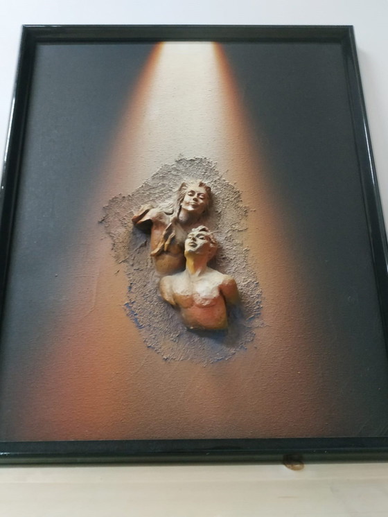 Image 1 of 1970er 3D-Wandkunst (Ton auf Leinwand).