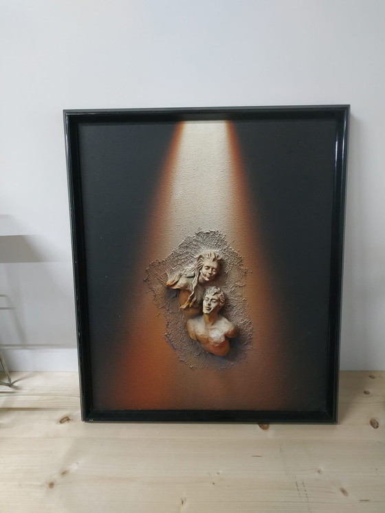 Image 1 of 1970er 3D-Wandkunst (Ton auf Leinwand).