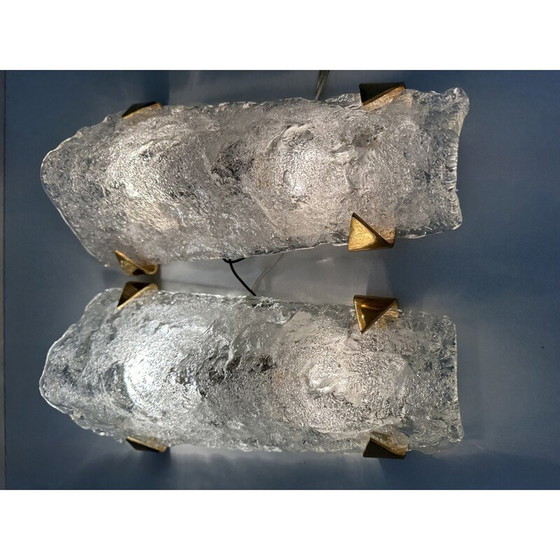 Image 1 of Paar Wandlampen aus Milchglas und Metall von Jt Kalmar, 1970