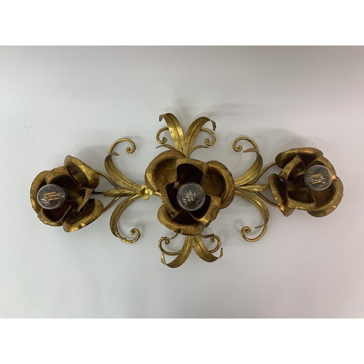 Vintage Wandlampe floral, 1970er Jahre