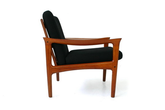 Image 1 of Glostrup Mid-Centtury Danish Teak Lounge Chair attributed to Illum Wikkelso, new cover, new straps 