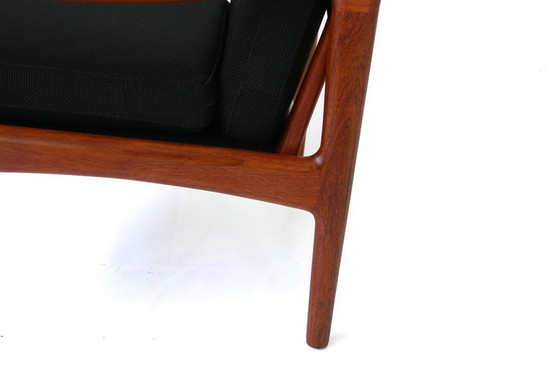 Image 1 of Glostrup Mid-Centtury Danish Teak Lounge Chair attributed to Illum Wikkelso, new cover, new straps 
